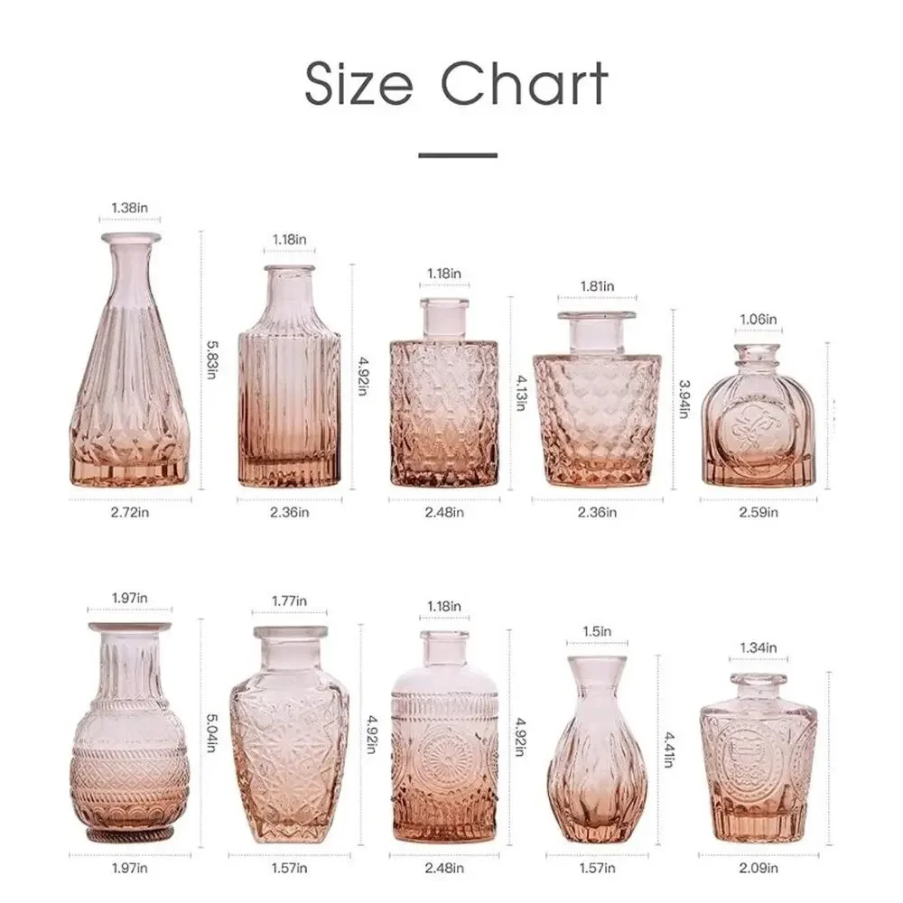 Mini Vases Set 10 Amber Glass Bud Vase 7